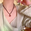 New Chinese-style red agate peace pendant necklace accessory, a delicate and elegant women's neckchain, a light luxury, niche and high-end collarbone chain Specification image